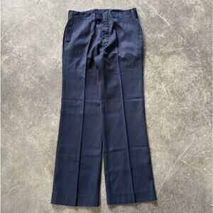 Vintage Fire Fighter Utility Uniform Pants 34x34 Dark Blue Bootcut Creased 70s